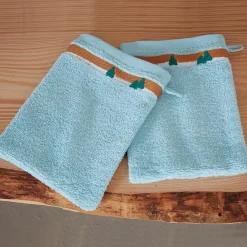 Animaux à la montagne 2 gants de toilette
