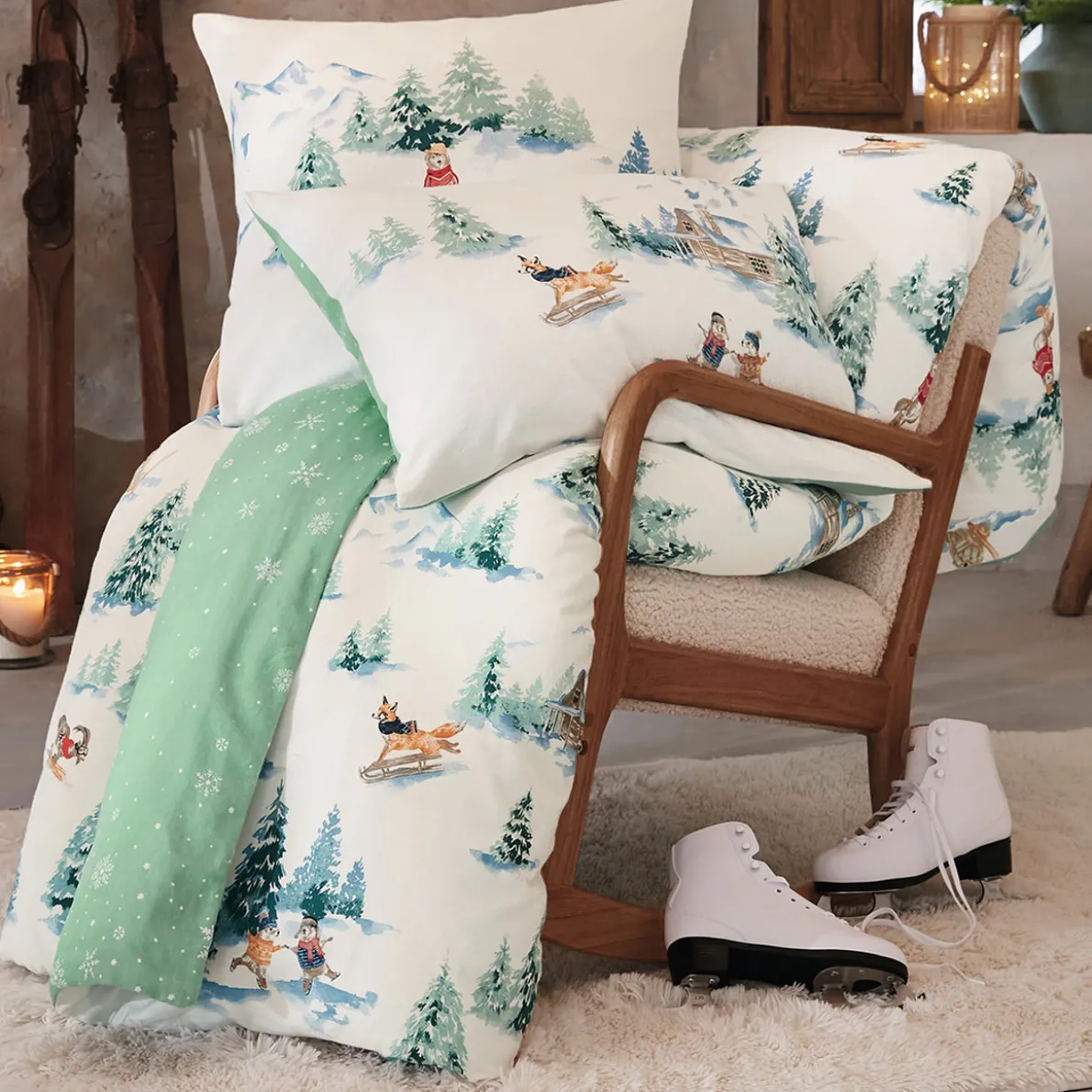 Animaux à la montagne Taie d'oreiller