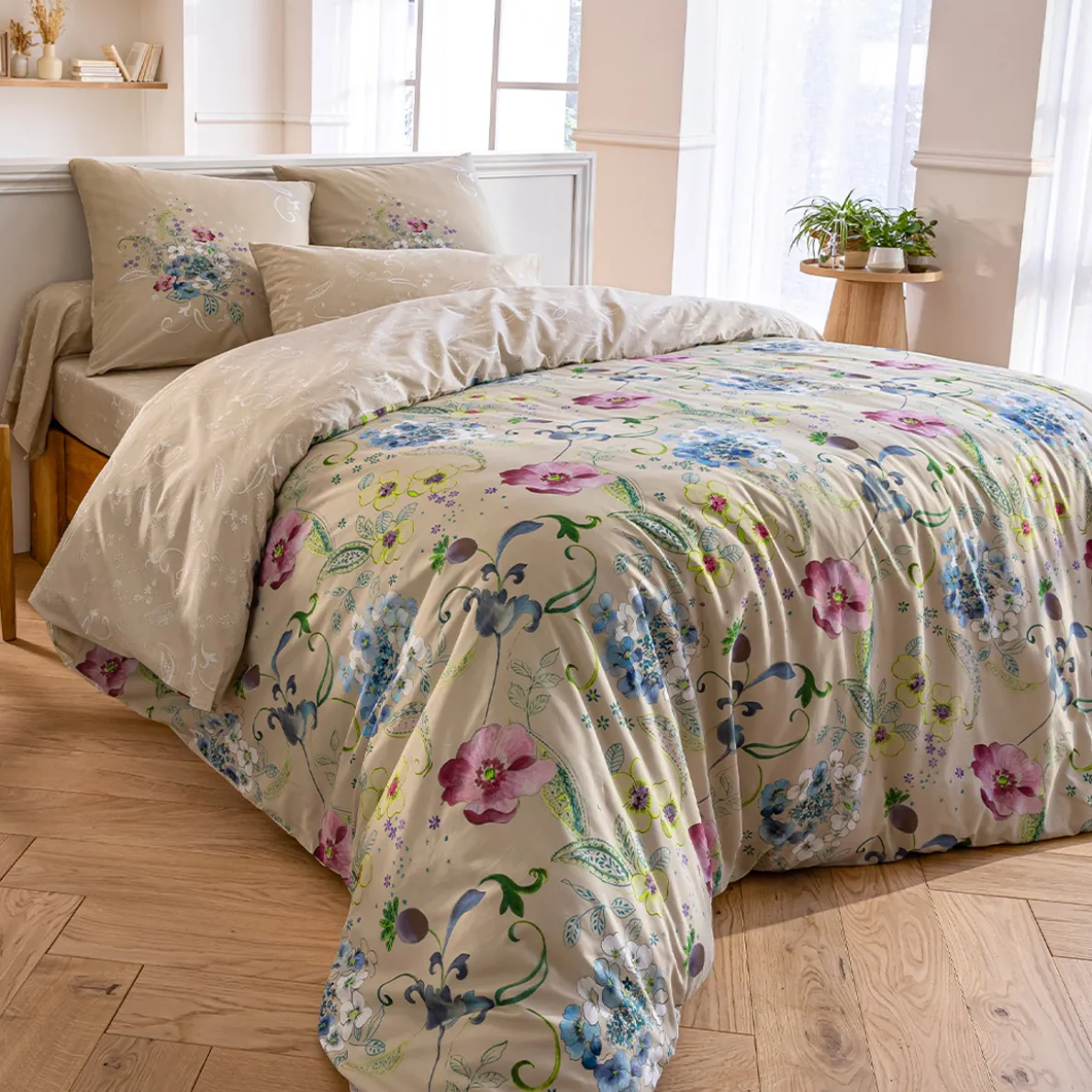 Arabesques et Hortensias Housse de couette