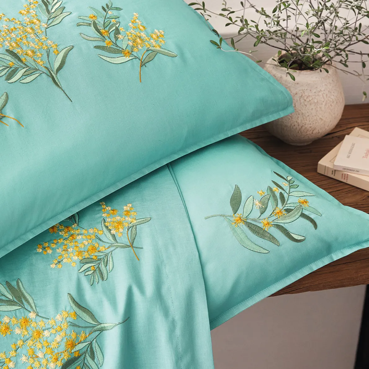 Azur et mimosa Housse de couette