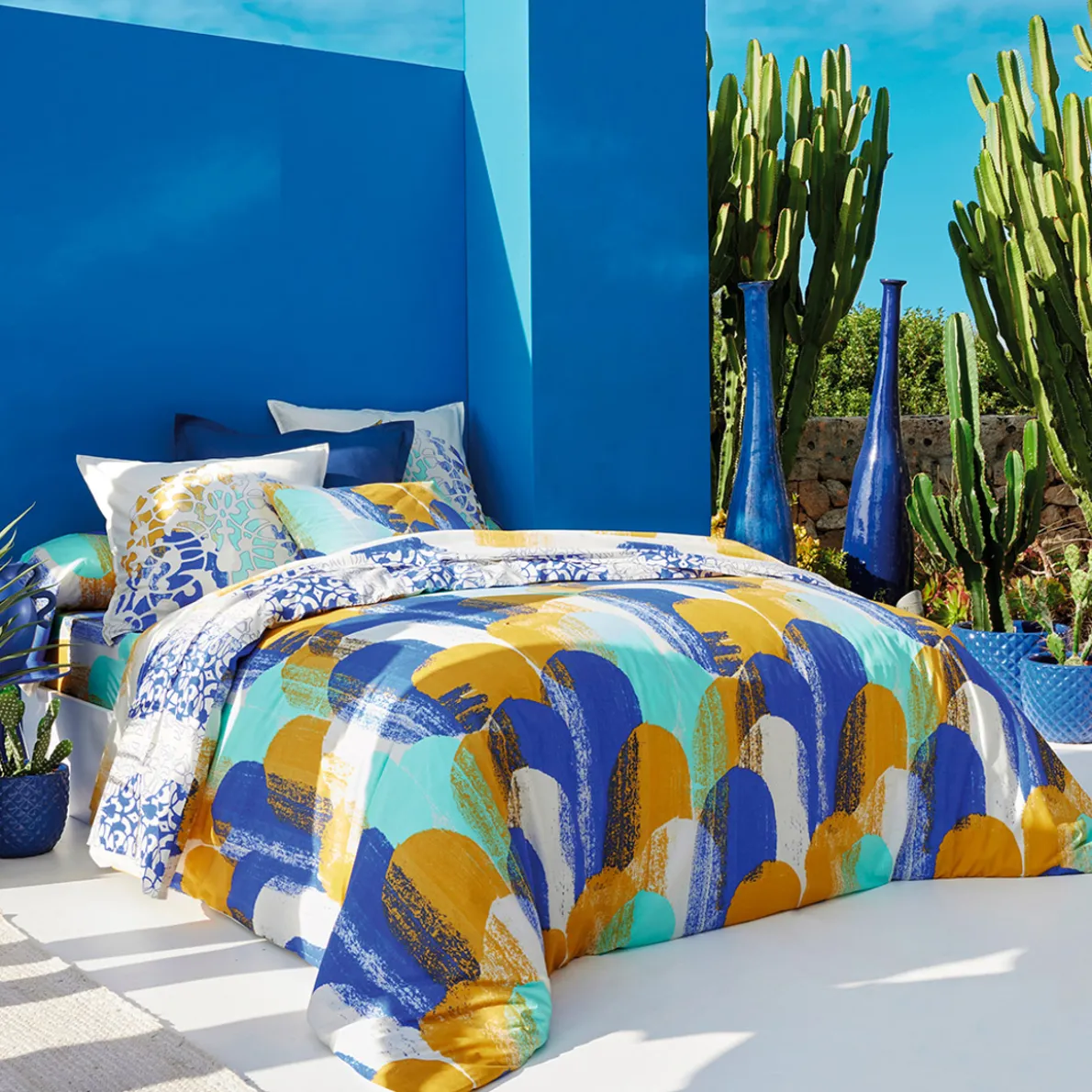 Bleu majorelle Taie d'oreiller