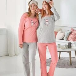Chat neige Pyjama rose