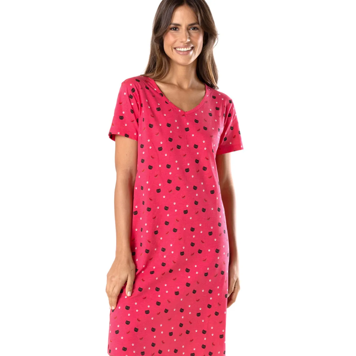 Chat pastèque Maxi t-shirt framboise