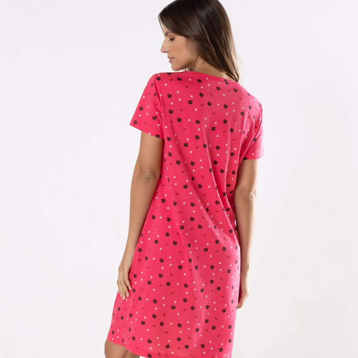 Chat pastèque Maxi t-shirt framboise