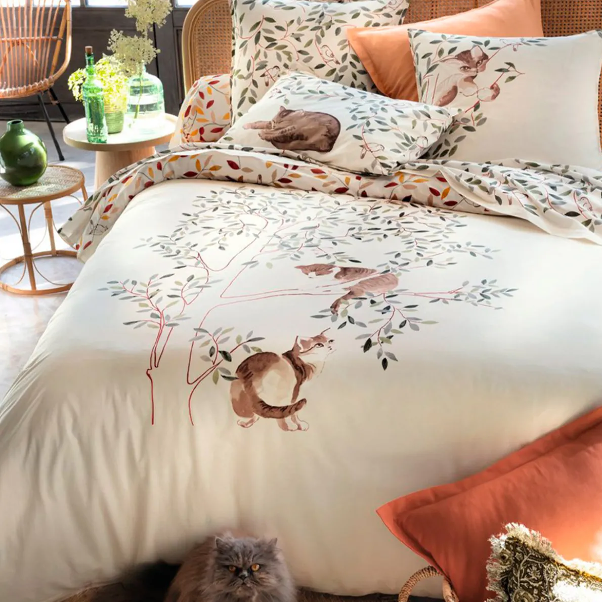 Chats sur la branche Housse de couette