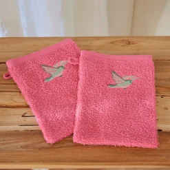 Coeur en fleurs 2 gants de toilette