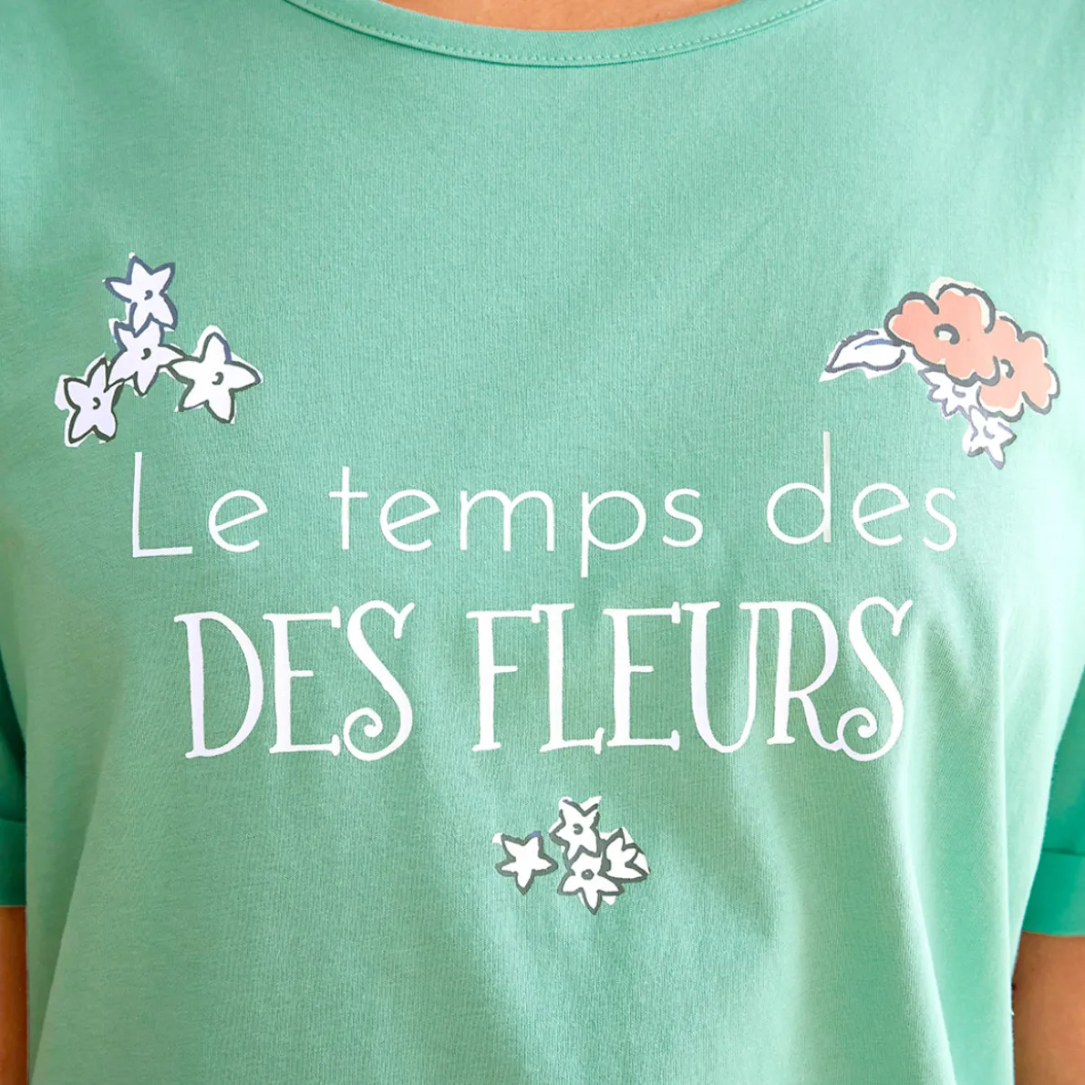 Douces rimes T-shirt vert sauge