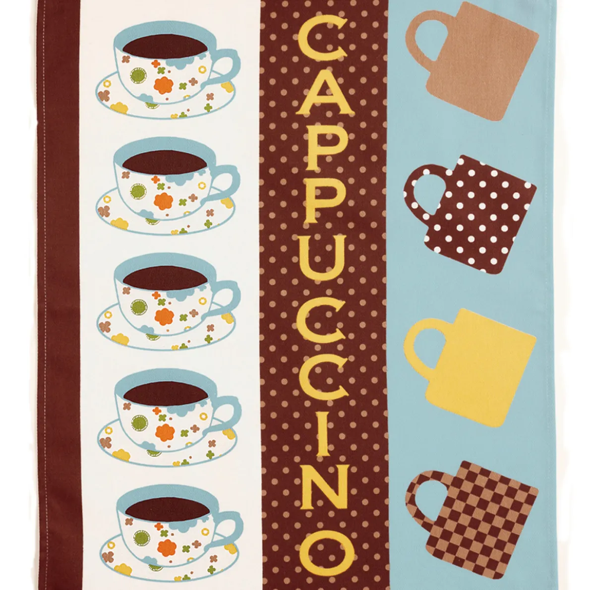 Détente et cappuccino 3 torchons et 3 essuie-mains