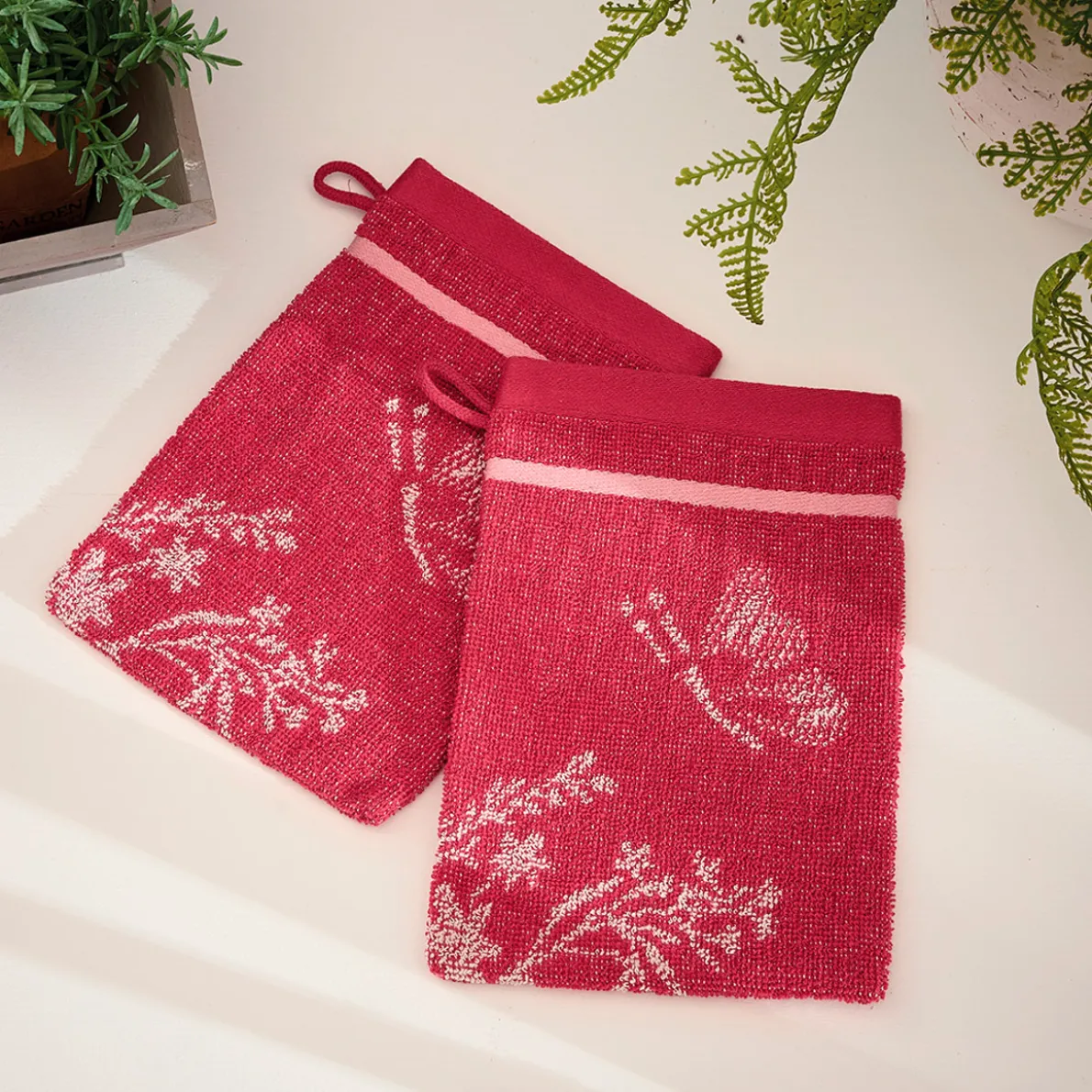 Le jardin des amis 2 gants de toilette