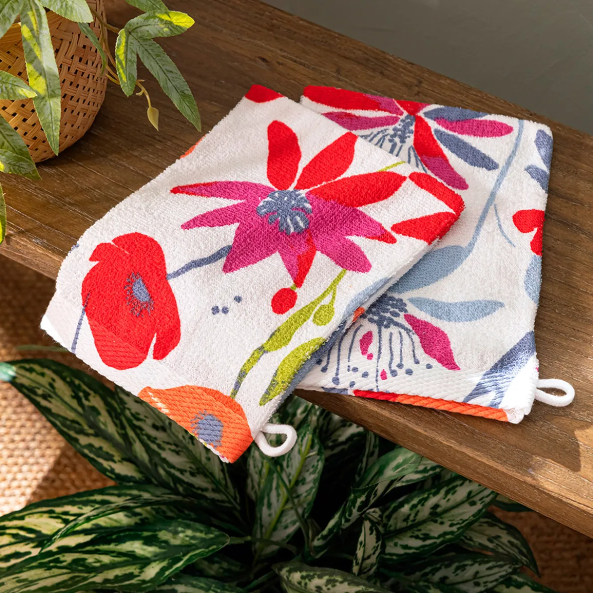 Le jardin du colibri 2 gants de toilette