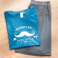 Ma moustache Pyjama short bleu
