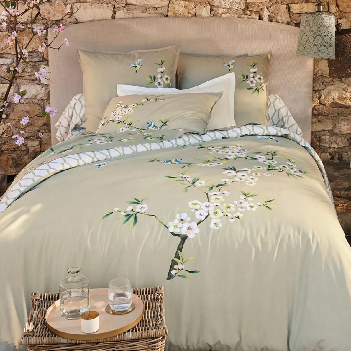 Mésanges et pommiers Housse de couette