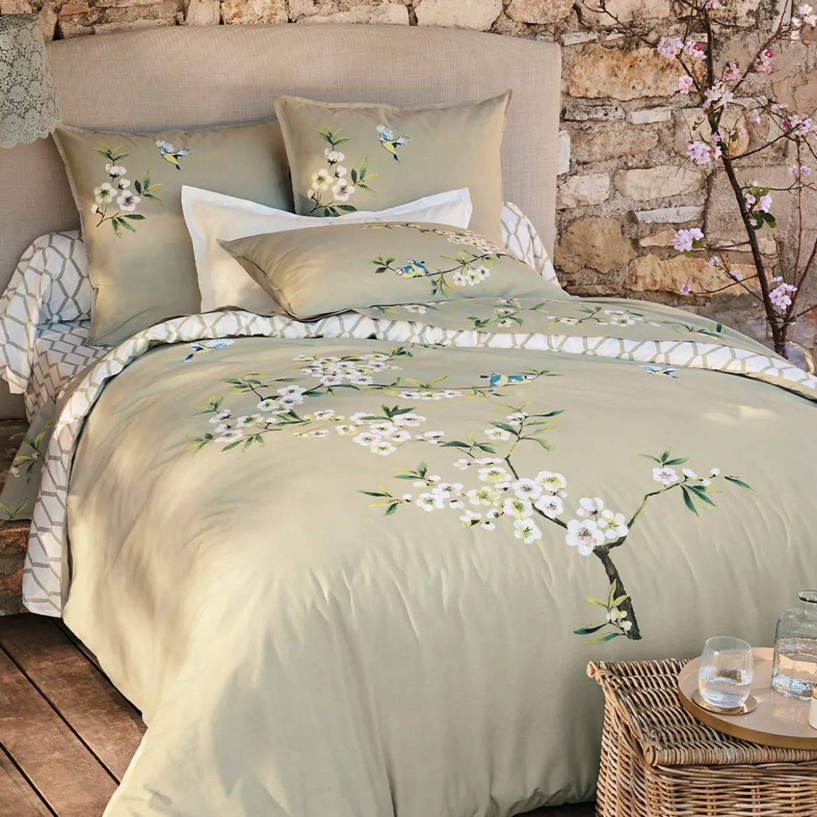 Mésanges et pommiers Linge de lit