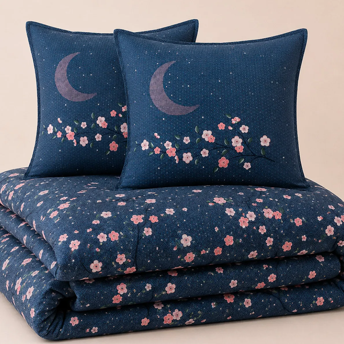 Nuit japonaise Housse de couette et taie d'oreiller