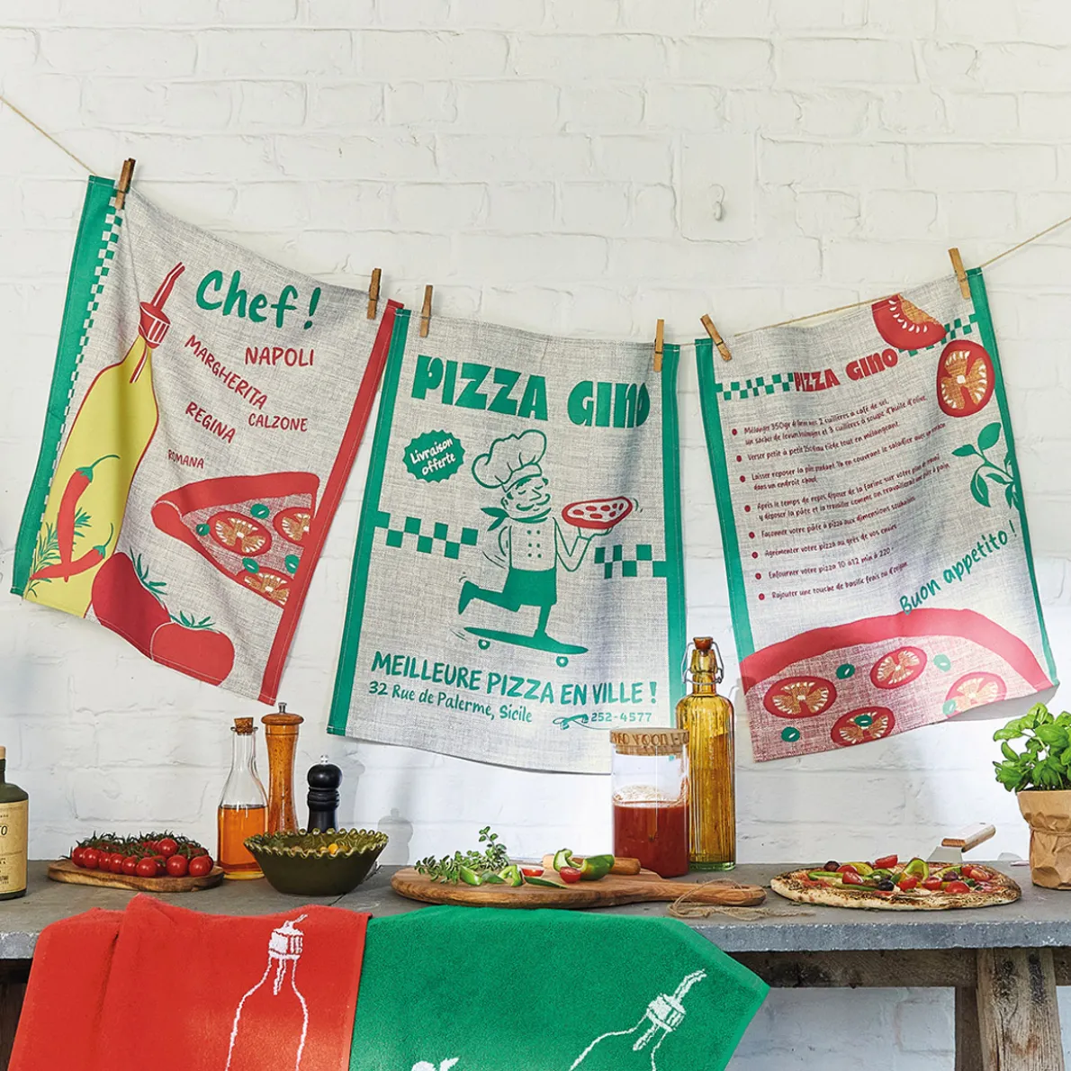 Pizza gino 3 torchons