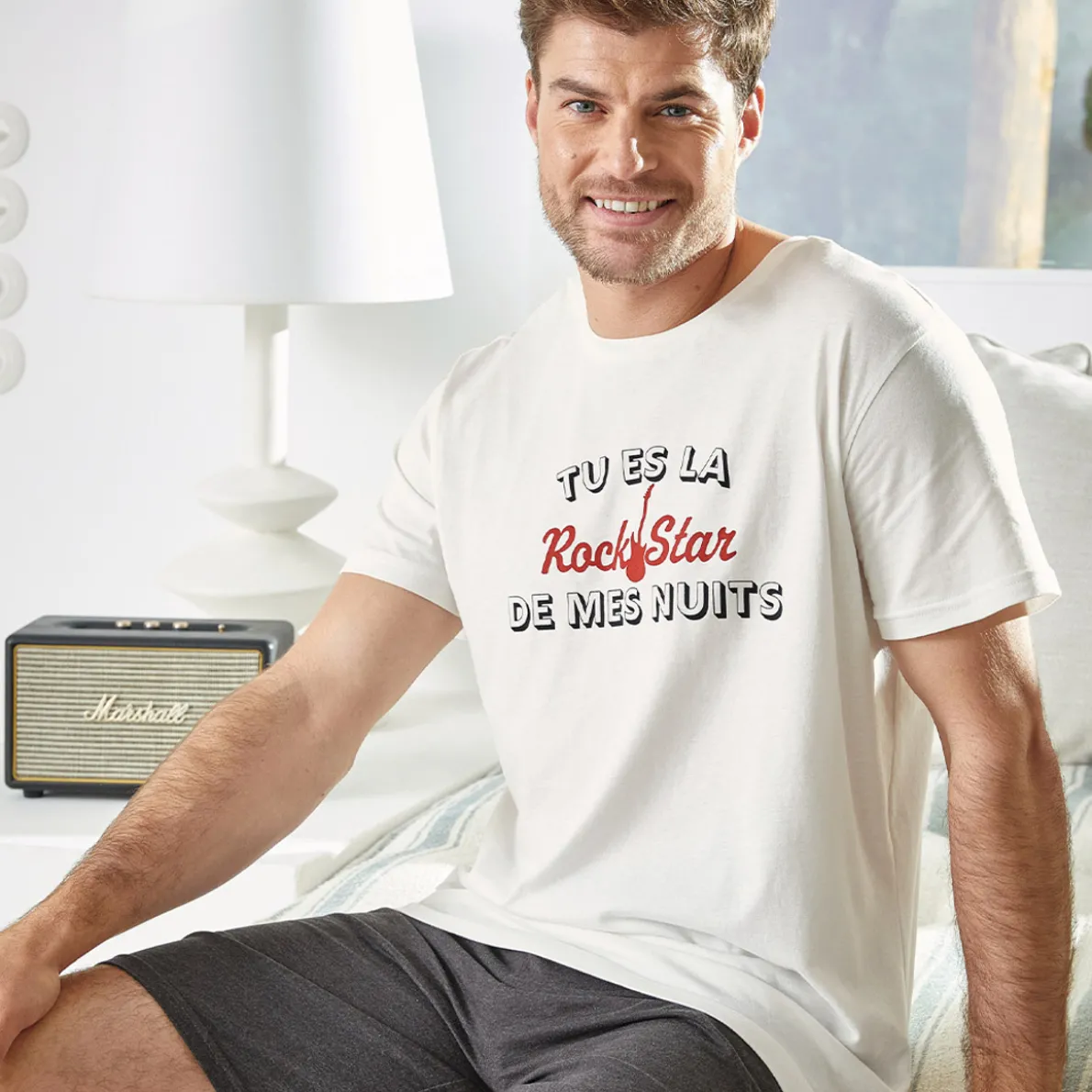 Rockeur dormeur Pyjama short ivoire