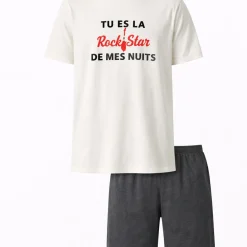Rockeur dormeur Pyjama short ivoire
