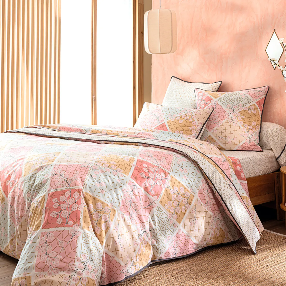 Sashiko en fleurs Linge de lit
