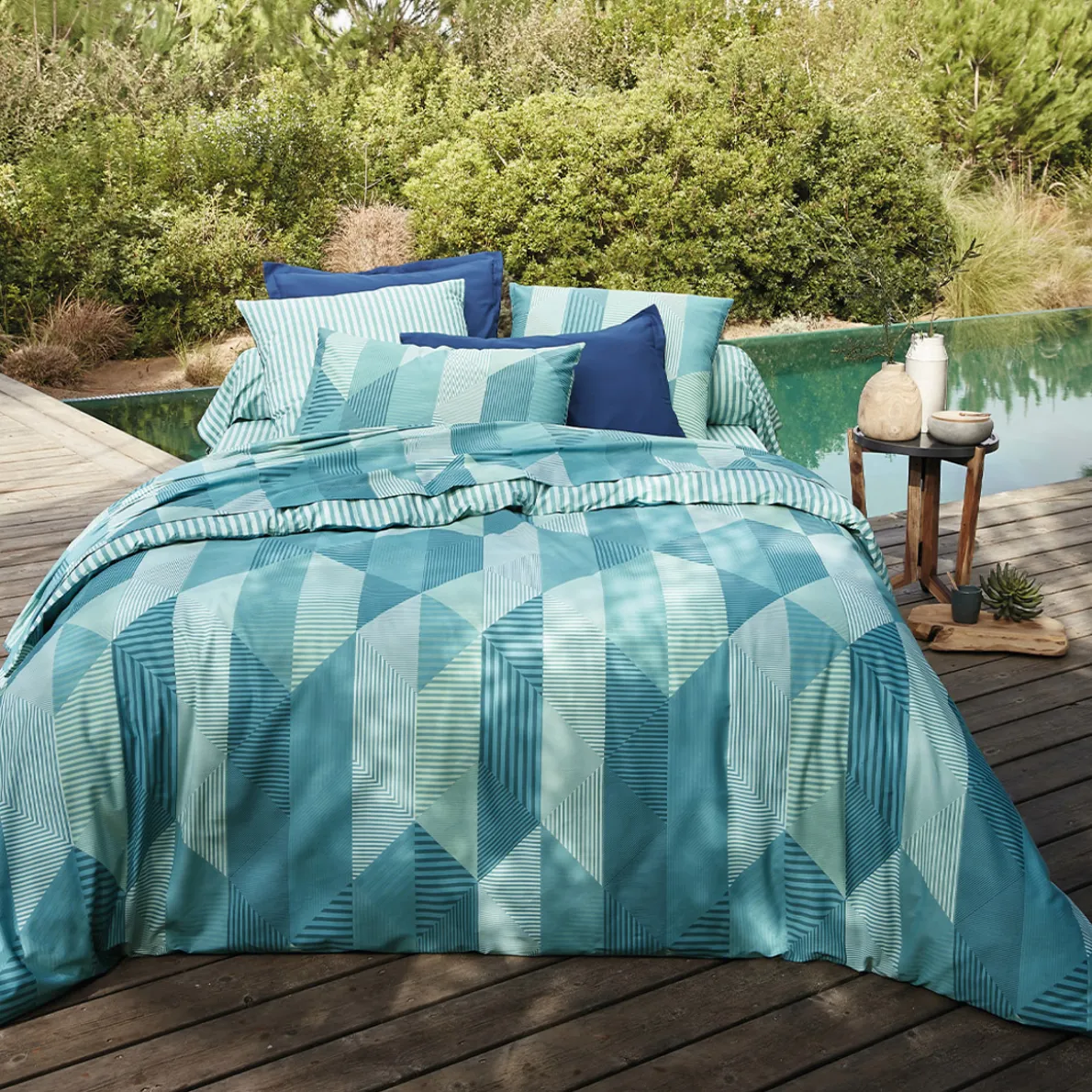 Variations turquoise Taie de traversin